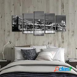 5 pannelli paesaggio stampe new york ponte di brooklyn vista