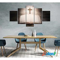 5 pannelli stampe religiose croce di legno moderna arte