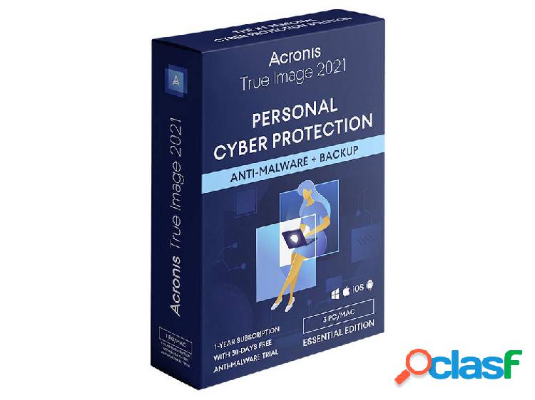 Acronis True Image 2021 3 licenze annuali Windows, Mac, iOS,