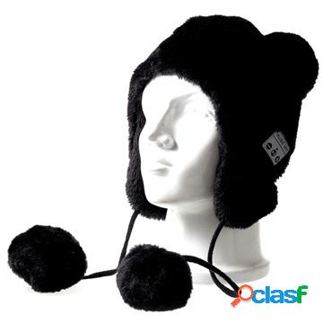Auricolare Bluetooth Fluffy Beanie Hat - Nero