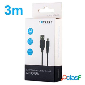 Cavo MicroUSB Forever Charge & Sync - 3 m - Nero