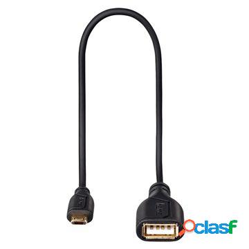 Cavo adattatore OTG Hama Flexi-Slim MicroUSB - 0,15 m - nero