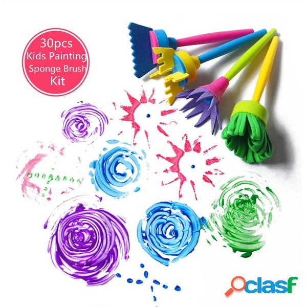 Kids Texture Painting Set 30pcs Sponge Brush Tools