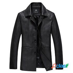 Mens Faux Leather Jacket Daily Coat Regular PU Black Brown