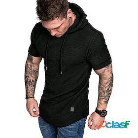 Men's Hoodie Pullover Hoodie Sweatshirt Solid Color Hooded