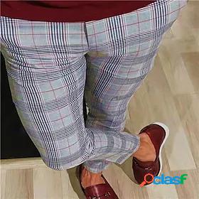 Mens Pants Chinos Trousers Pants Plaid Plaid Checkered Full