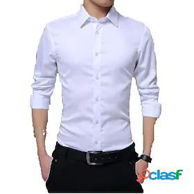 Mens Shirt Dress Shirt Shirt Collar Solid Colored White