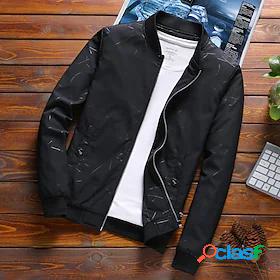 Mens Shirt Jacket Asymmetrical Stand Collar Pure Color Black