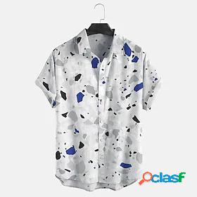 Mens Shirt Turndown Graphic White 3D Print Short Sleeve 3D