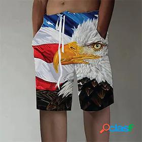 Men's Straight Shorts Pants Graphic Prints Eagle Elastic