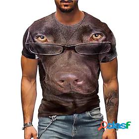 Mens Unisex T shirt Tee Crew Neck Dog Graphic Prints Green