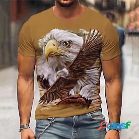 Mens Unisex T shirt Tee Crew Neck Graphic Prints Eagle Brown