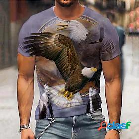 Men's Unisex T shirt Tee Crew Neck Graphic Prints Eagle Gray