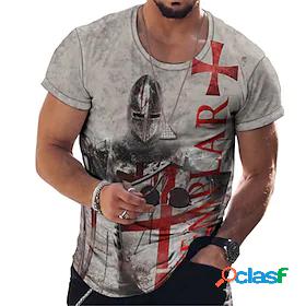 Men's Unisex T shirt Tee Crew Neck Graphic Soldier Gray 3D