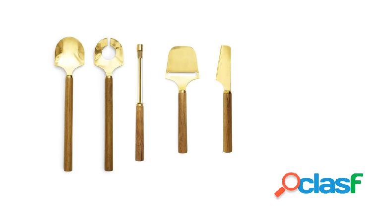 Normann Copenhagen Tour Set di Posate in Ottone e Teak