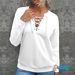 Per donna Felpa Maglione A V Liscio Lacci Giornaliero Sport
