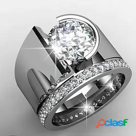 Ring Wedding Silver Platinum Plated Alloy 1pc Stylish AAA