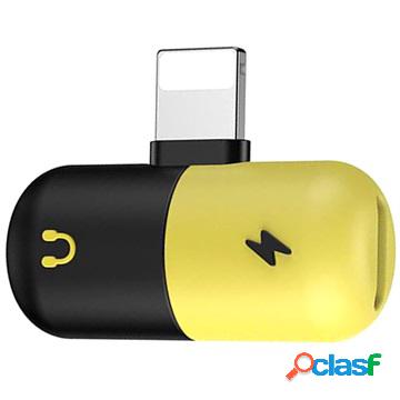Silicone 2-in-1 Lightning Audio Adapter - Black / Yellow