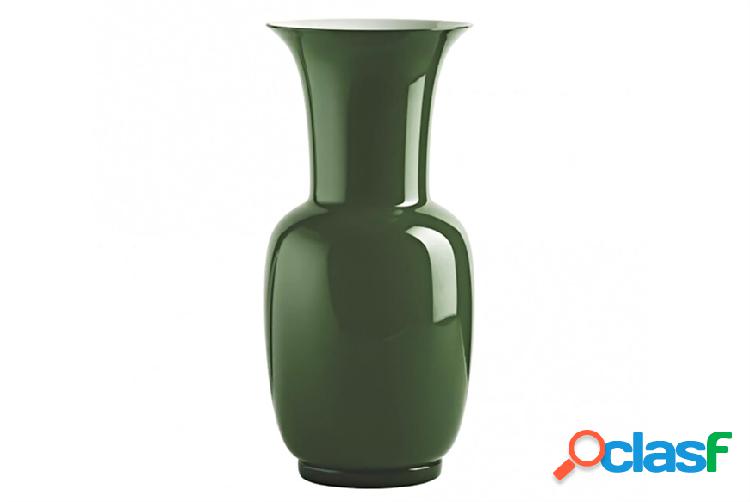 Venini Vaso Opalino vetro di Murano verde mela e lattimo