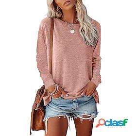 Womens Blouse Basic Basic Plain Round Neck Fall Regular
