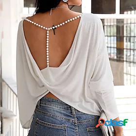 Women's Blouse Plain Daily Weekend Long Sleeve Blouse Shirt