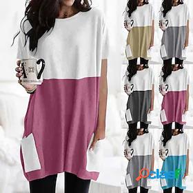 Women's Blouse T shirt Tee Splice Basic Modern Multi Color