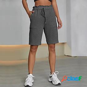 Womens Crop Sunday Shorts Trousers Sporty Chino Mid Waist