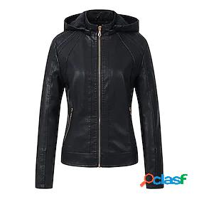 Womens Faux Leather Jacket Patchwork Sporty Casual Sport