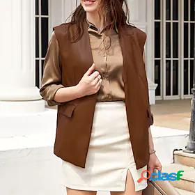 Women's Jacket Faux Leather Jacket Stylish Pocket Casual