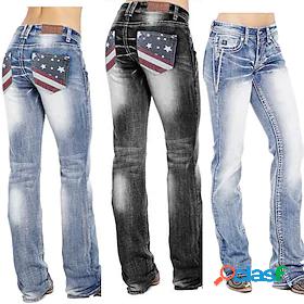 Womens Jeans Distressed Jeans Trousers Denim Fashion Mid