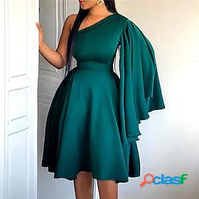 Womens Knee Length Dress Party Dress A Line Dress Green