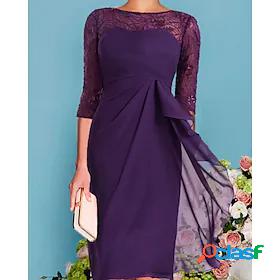 Womens Midi Dress Party Dress A Line Dress Purple Half