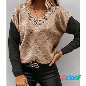 Womens Pullover Sweater Jumper Crochet Knit Knitted Cropped