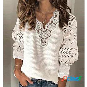 Womens Pullover Sweater Jumper Crochet Knit Knitted Thin
