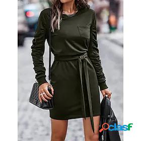 Women's Short Mini Dress Sheath Dress Knit Dress ArmyGreen