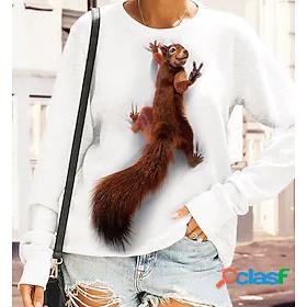Womens Sweatshirt Pullover 3D Print Active Streetwear White