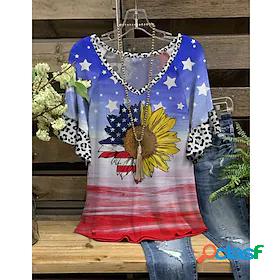 Womens T shirt Tee Flag Home Casual Daily Short Sleeve T