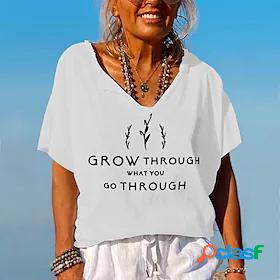 Womens T shirt Tee Leaf Grow Through What You Go Through