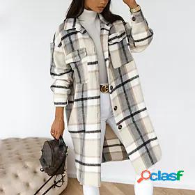 Womens Trench Coat Coat Patchwork Print Basic Streetwear
