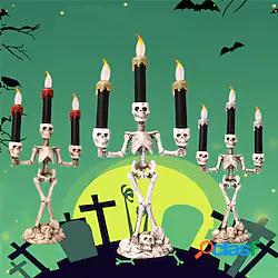 decorazioni di halloween candeliere luci teschio scheletro