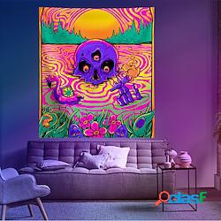 halloween skull blacklight uv reattivo arazzo decorazione