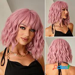 parrucche bob rosa parrucca sintetica per capelli corti con