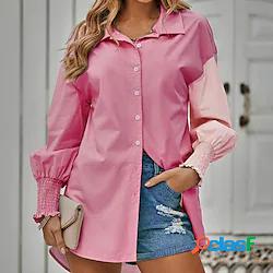 vestito chemisier da donna corto mini vestito rosa manica