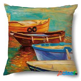 1 pcs Polyester Pillow Cover, Classic Print Zipper Square