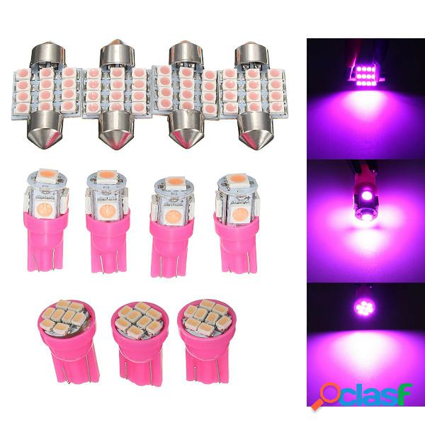 11PCS Auto Car Purple Interior Bright luce a led lampada