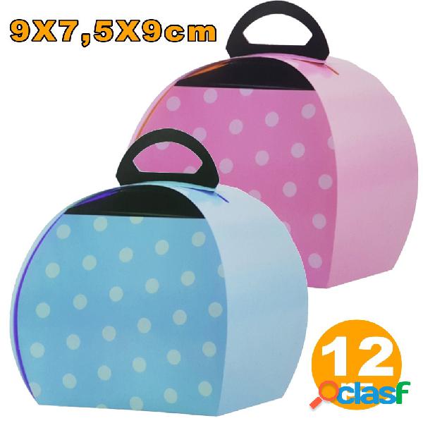 12 SCATOLE POIS PORTA TORTA DOLCE CONFETTI COMPLEANNI