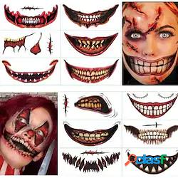 12 pz halloween clown horror bocca autoadesivi del tatuaggio