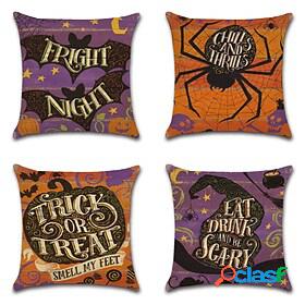 4 pcs Pillow Cover Polyester, Simple Casual Print Square