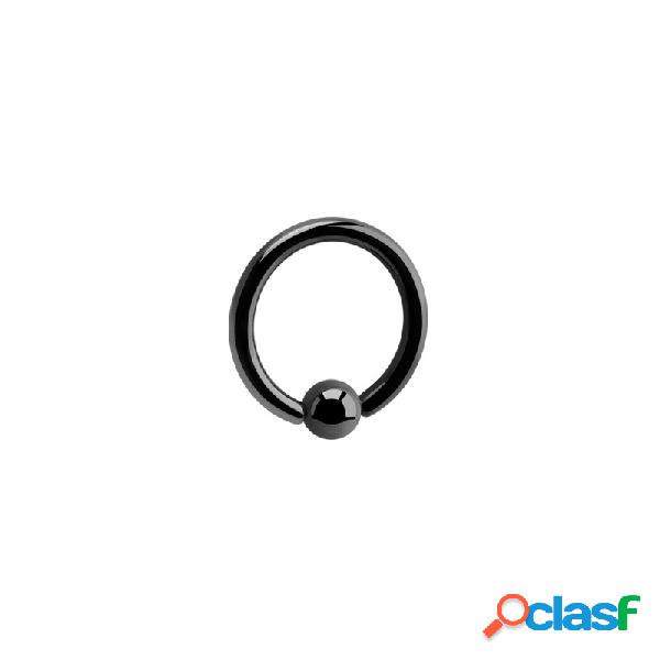 Ball closure ring (surgical steel, black, shiny finish) con