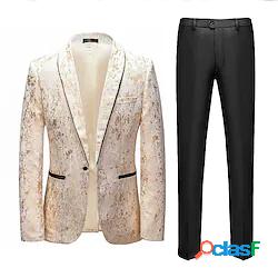 Beige Uomo Matrimonio Smoking Set da 2 pezzi Risvolto